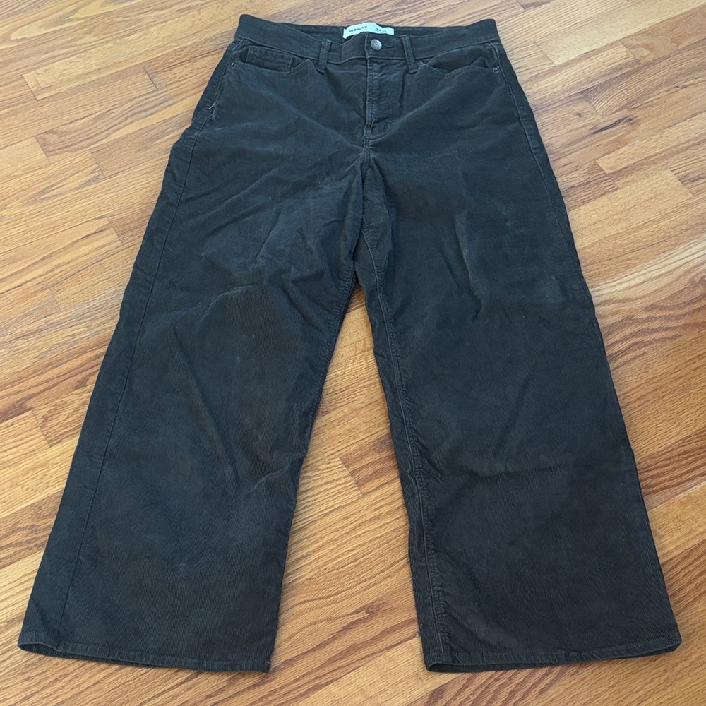 Women’s Old Navy Cropped Olive  Corduroy Wide-Leg Pants